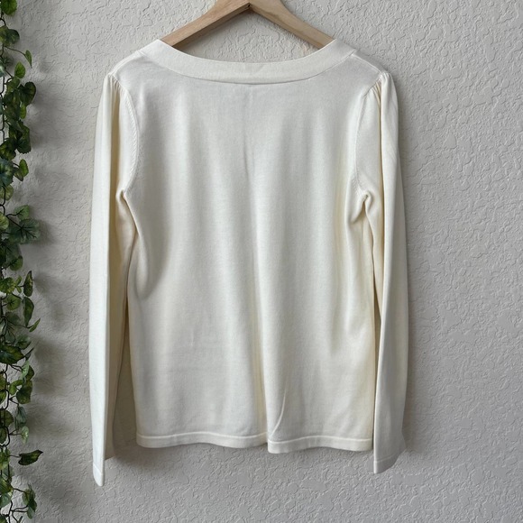 J .JILL | SWEATER SIZE MEDIUM CREAM LONG SLEEVES V-NECK - Picture 5 of 9